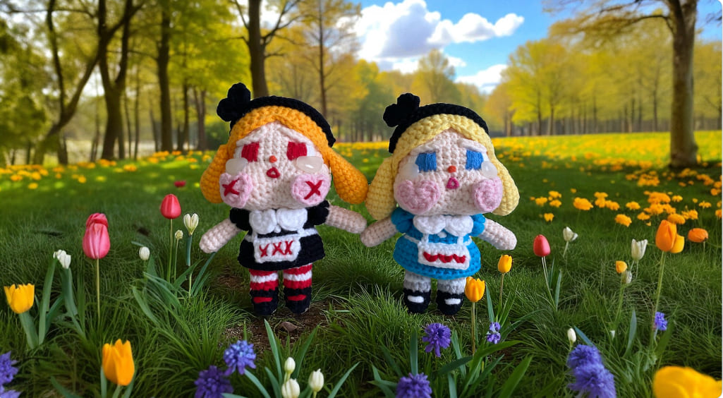 Cry Baby Alice (Availability Status: Ready to Ship, Color Styles: Bright / Rainbow (Vibrant red, electric blue, lime green, bold yellow...), Size: Small (5–6” / 13–15 cm))