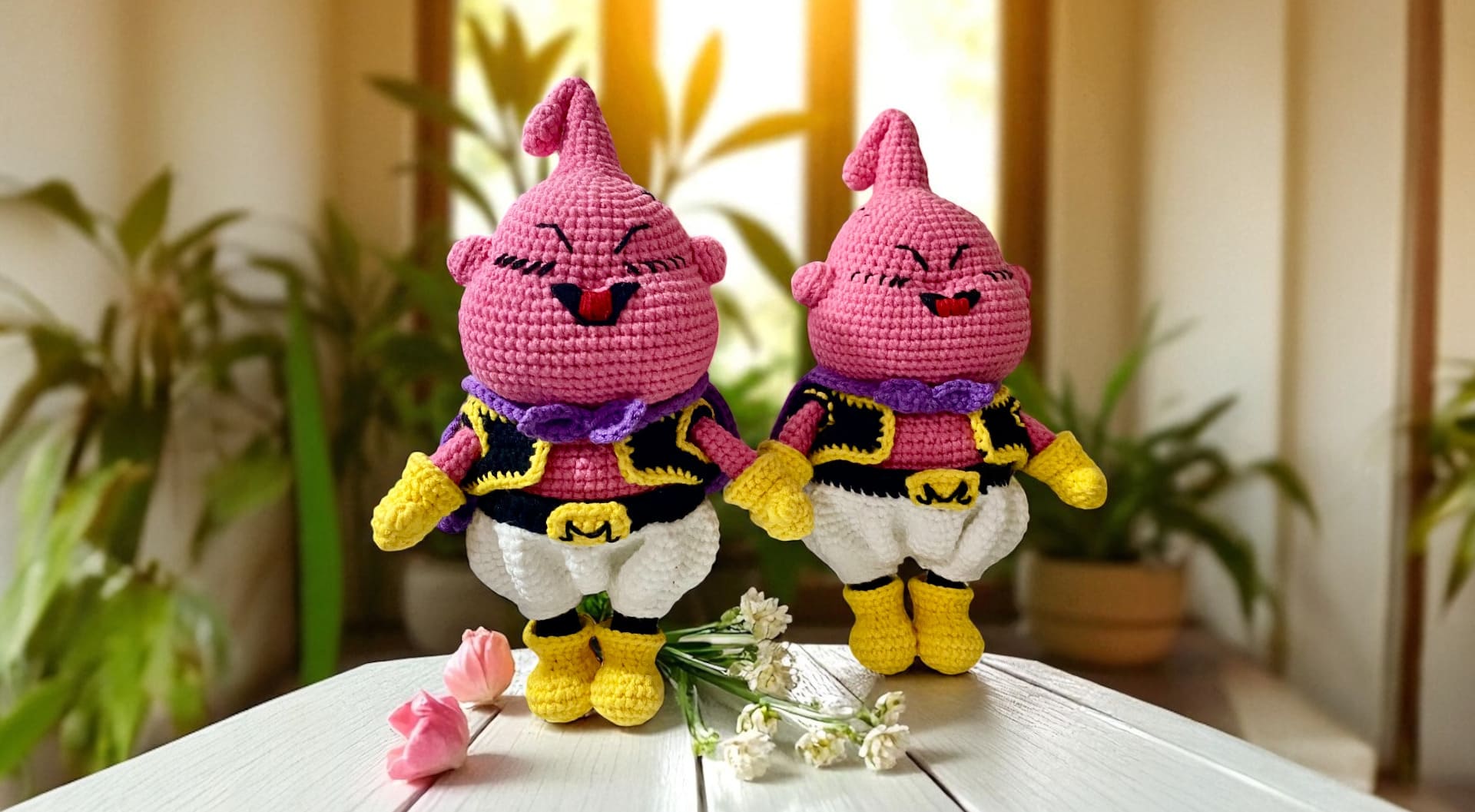 Majin Buu (Availability Status: Made to Order, Color Styles: Bright / Rainbow (Vibrant red, electric blue, lime green, bold yellow...), Size: Large (10”+ / 25+ cm))