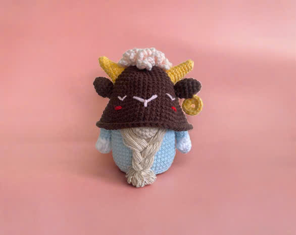 Taurus Zodiac Gnome (Availability Status: Ready to Ship, Color Styles: Pastel  (Soft pink, baby blue, mint, lavender, peach..), Size: Medium (7–9” / 18–23 cm))