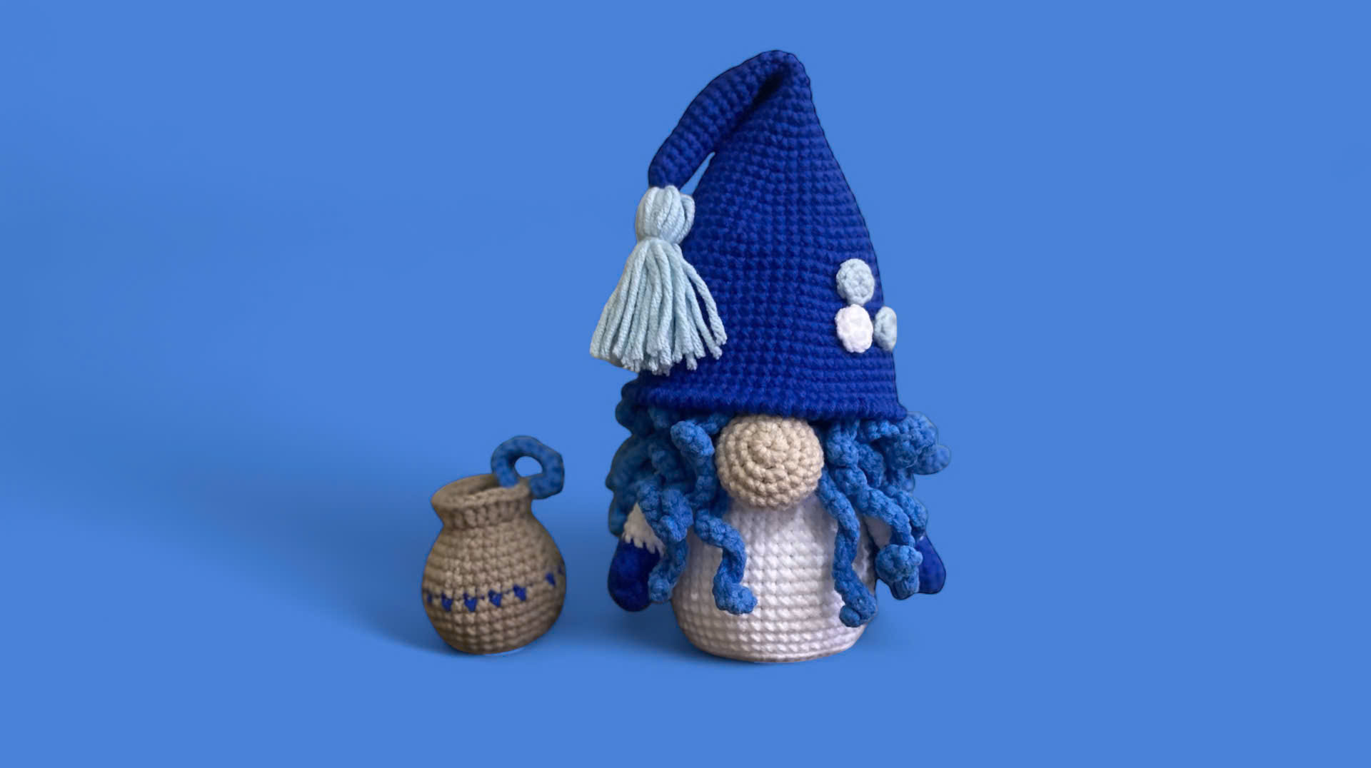 Aquarius Zodiac Gnome (Availability Status: Ready to Ship, Color Styles: Bright / Rainbow (Vibrant red, electric blue, lime green, bold yellow...), Size: Medium (7–9” / 18–23 cm))